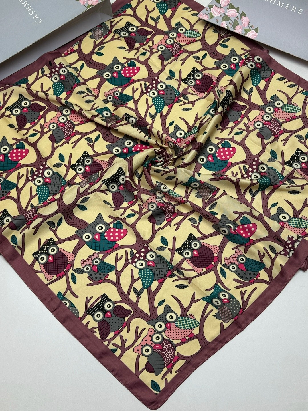 платки шелковые,платок с совами,платки женские,платка,платки шарф