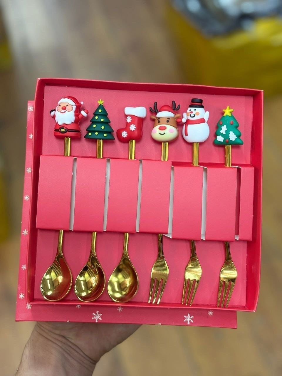 набор ложек и вилок,новогодний набор столовых приборов,набор новогодних ложек и вилок,новогодний подарочный набор ложек,набор столовыx приборов