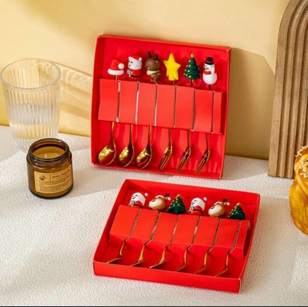 набор ложек и вилок,новогодний набор столовых приборов,набор новогодних ложек и вилок,новогодний подарочный набор ложек,набор столовыx приборов