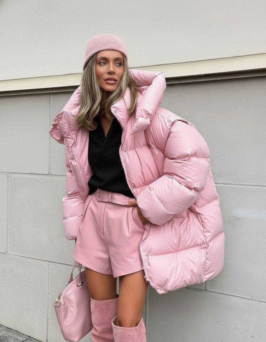 модные пуховики,стильные пуховики,пуховик розовый,модная куртка,куртка оверсайз