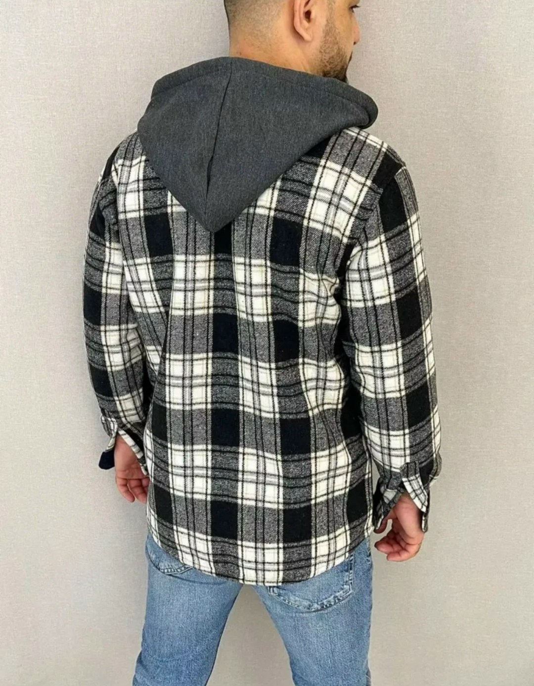 рубашка мужская с капюшоном,рубашка с капюшоном,рубашка на меху,мужская рубашка,рубашка мужская в клетку с капюшоном