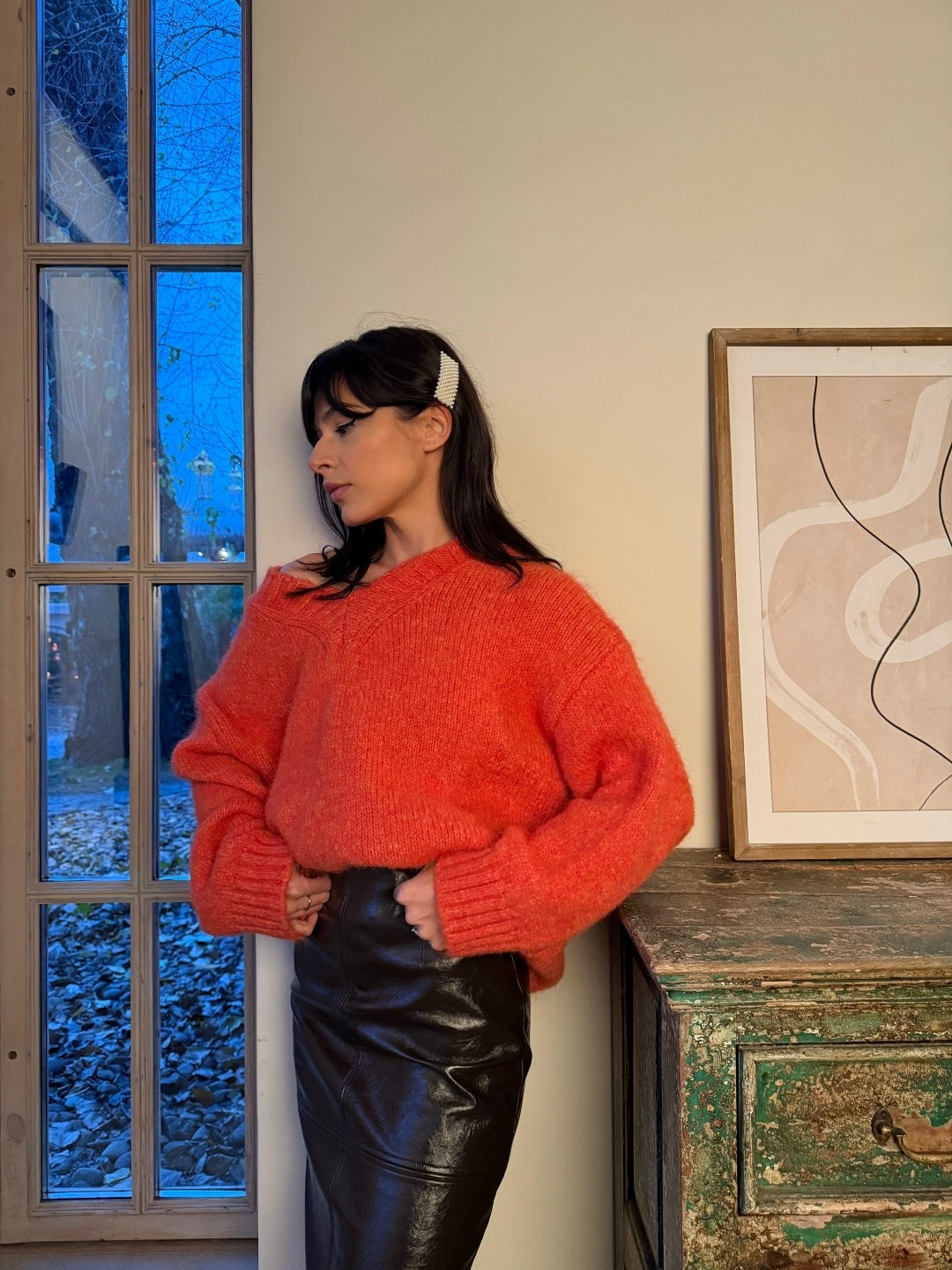 джемпер,свитер джемпер,вязаный свитер,джемпер оверсайз,оранжевый свитер