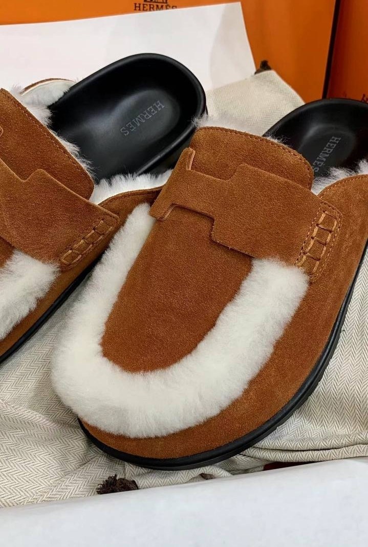 ,мюли эрмес с мехом,мюли hermes,мюли hermes oz,мюли с мехом