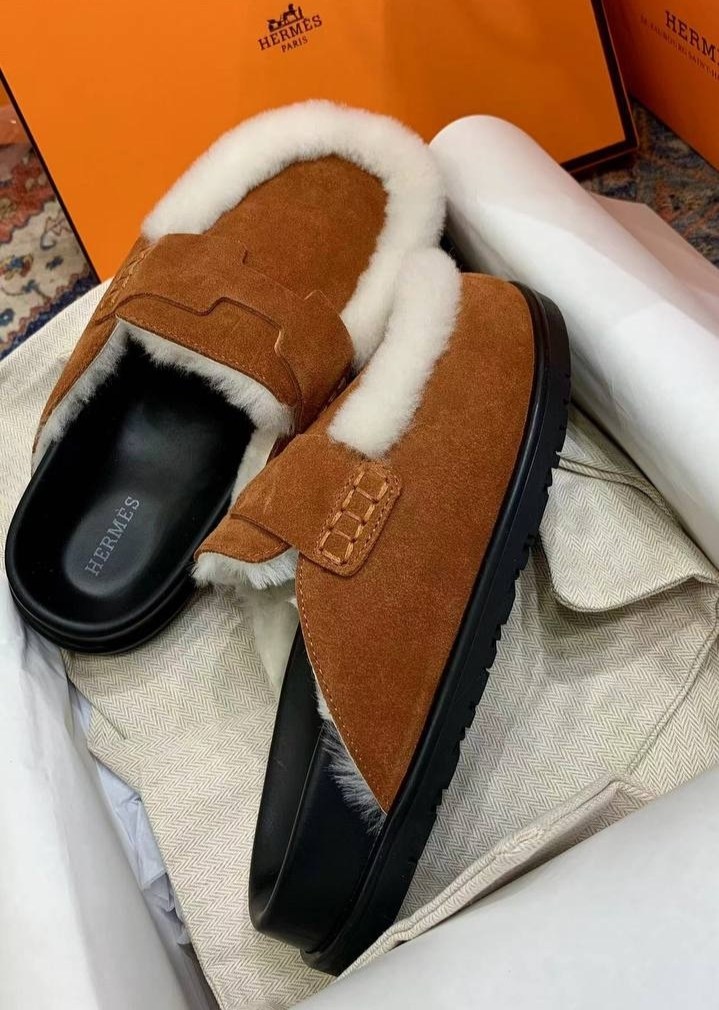 ,мюли эрмес с мехом,мюли hermes,мюли hermes oz,мюли с мехом