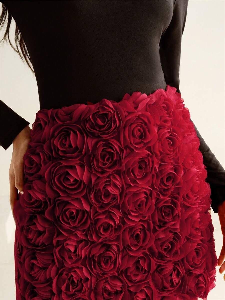 белая юбка,юбка с розами,мини юбка,женский юбки,юбка с объемными цветами