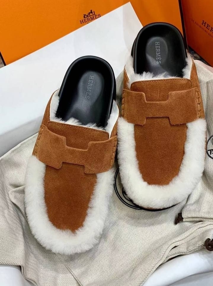 ,мюли эрмес с мехом,мюли hermes,мюли hermes oz,мюли с мехом