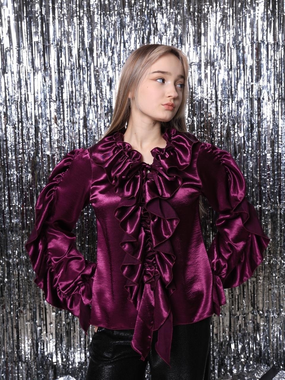 блузка с оборками,нарядная блузка,блуза с рюшами,элегантная блузка,блузка с бантом