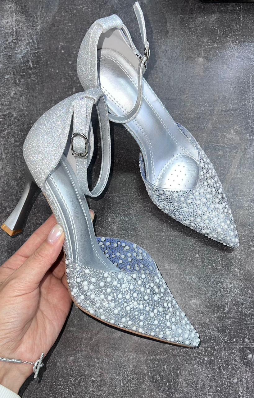 туфли лодочки женские,туфли серебристые,туфли женские,блестящие туфли,туфли со стразами на каблуке