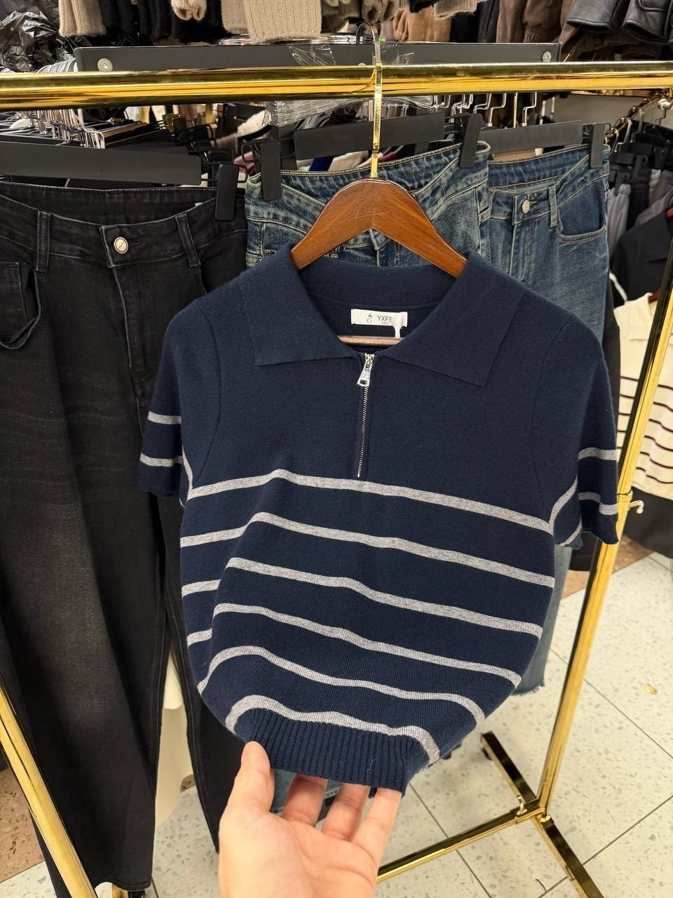 женская кофта,поло кофта,свитер в полоску,поло в полоску с коротким рукавом,кофточка