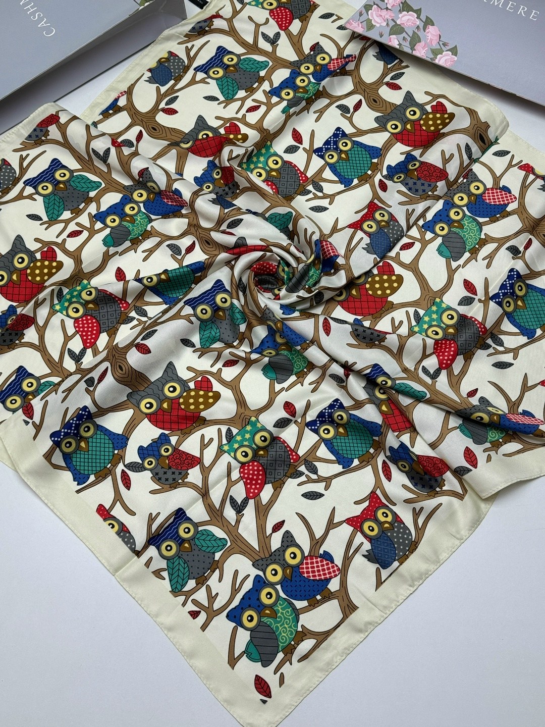платки шелковые,платок с совами,платки женские,платка,платки шарф