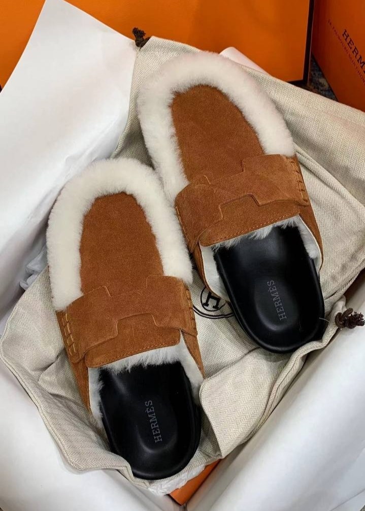 ,мюли эрмес с мехом,мюли hermes,мюли hermes oz,мюли с мехом
