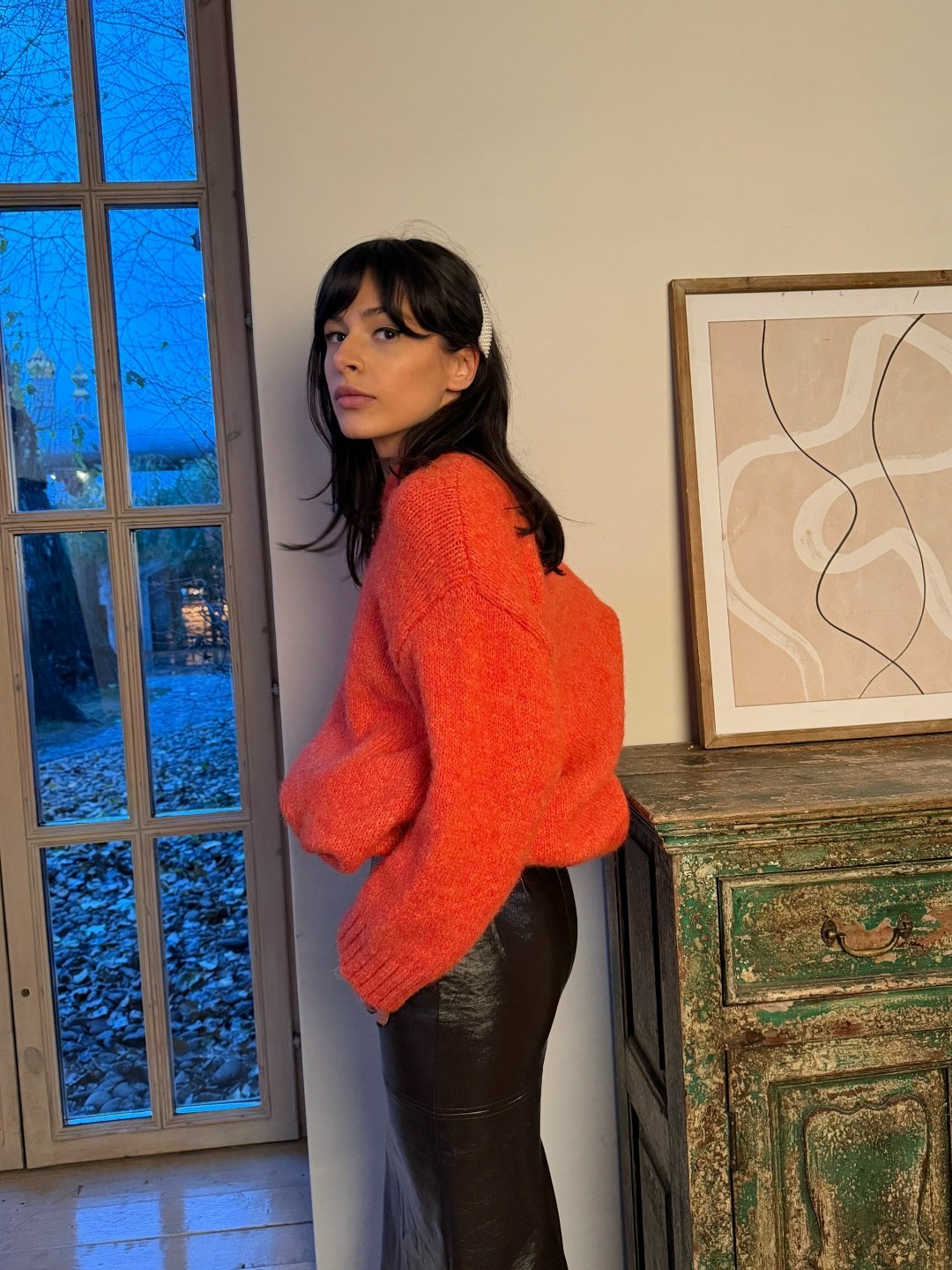 джемпер,свитер джемпер,вязаный свитер,джемпер оверсайз,оранжевый свитер