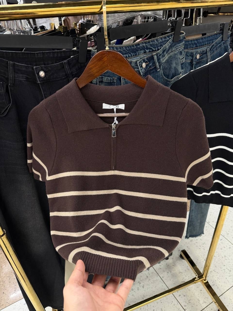 женская кофта,поло кофта,свитер в полоску,поло в полоску с коротким рукавом,кофточка