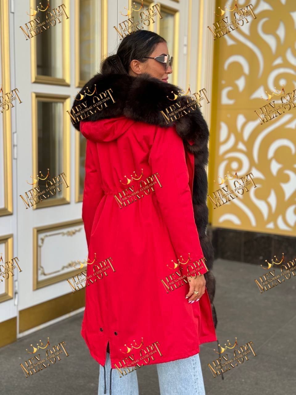 парка с мехом,красная парка с мехом,парка женская с мехом,парка с натуральным мехом,парка женская с натуральным мехом