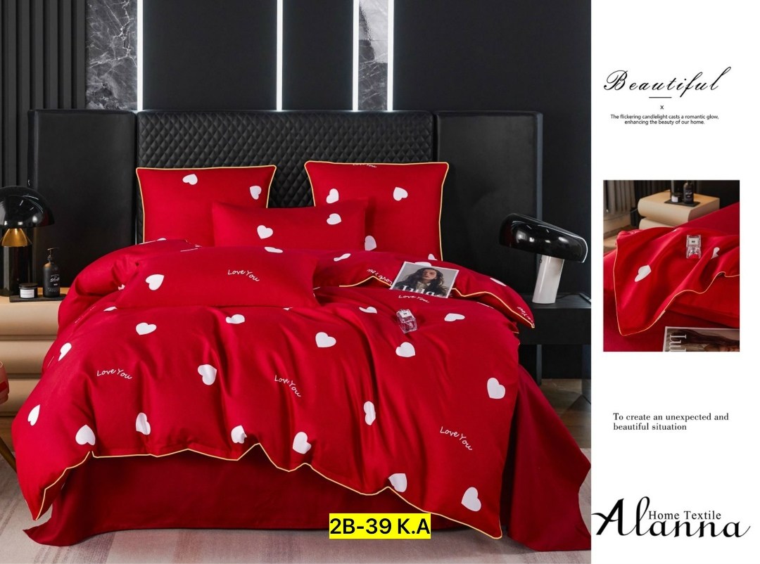 комплект постельного белья alanna,комплект постельного белья,комплект постельного белья из сатина,красное постельное белье,спальный комплект