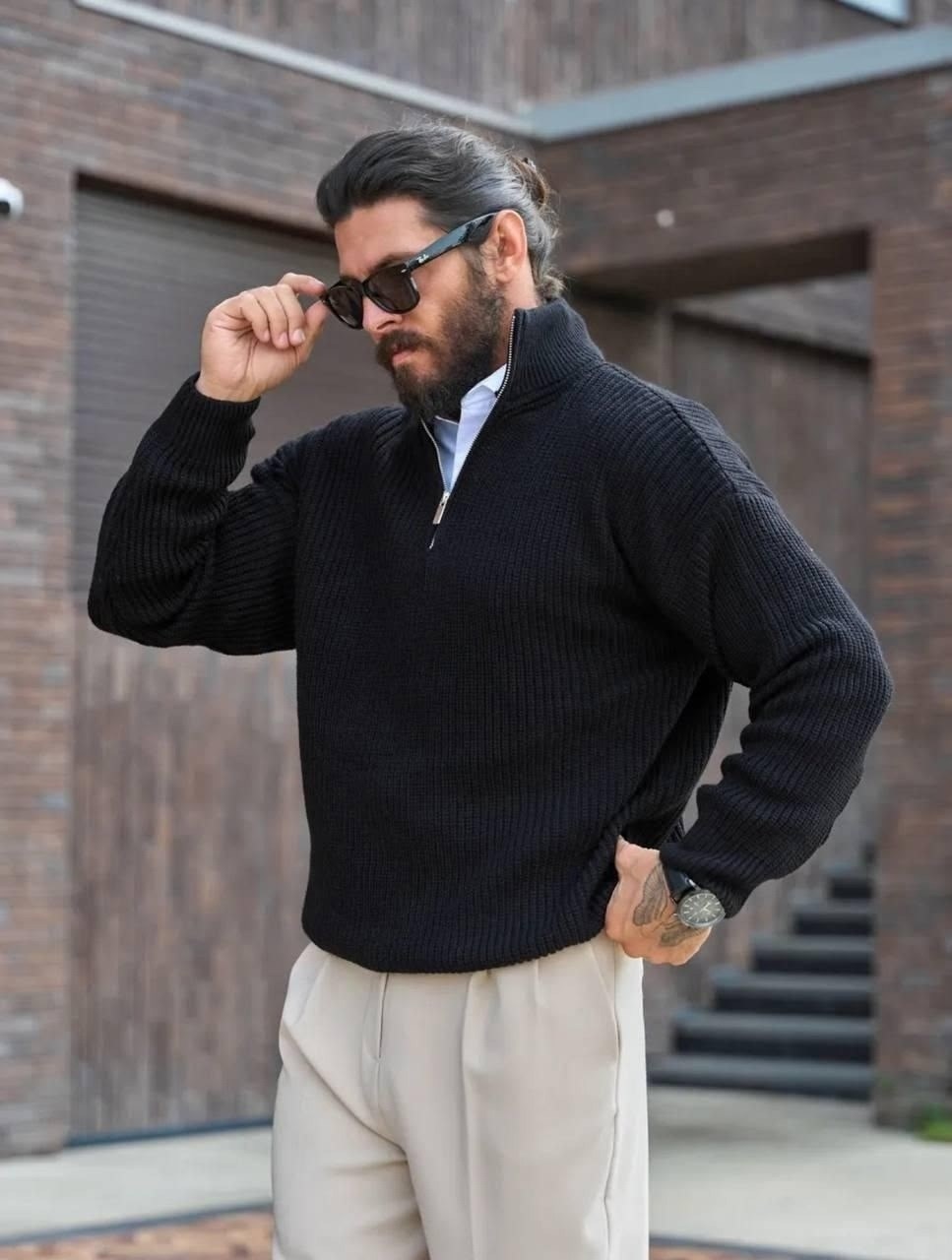 свитер джемпер,свитеры мужские,коричневая кофта,кофта с горлом на молнии,свитер с воротником