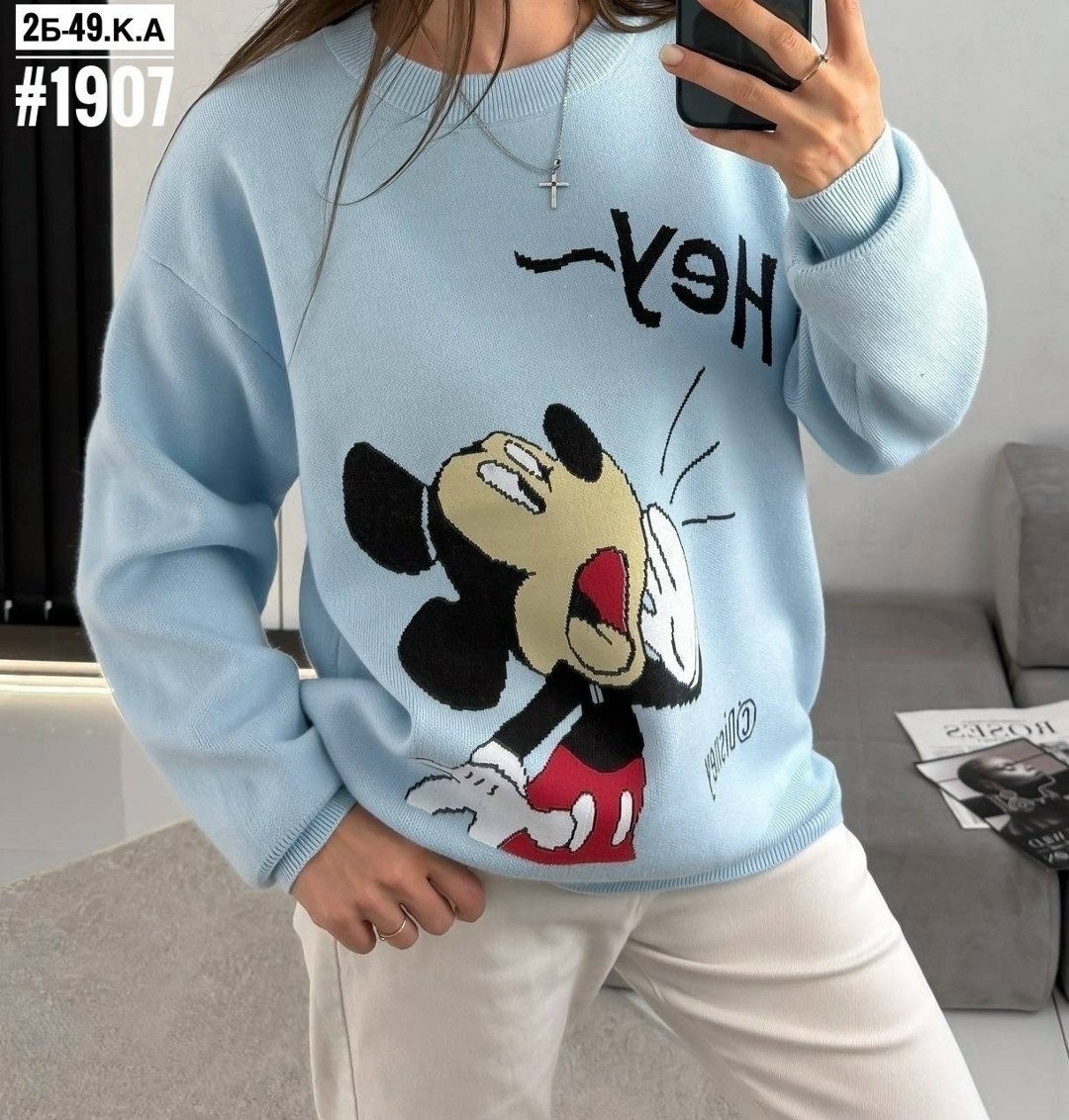 свитшот женская,свитер с микки маусом,кофта женский,толстовка кофта,свитшот с микки маусом
