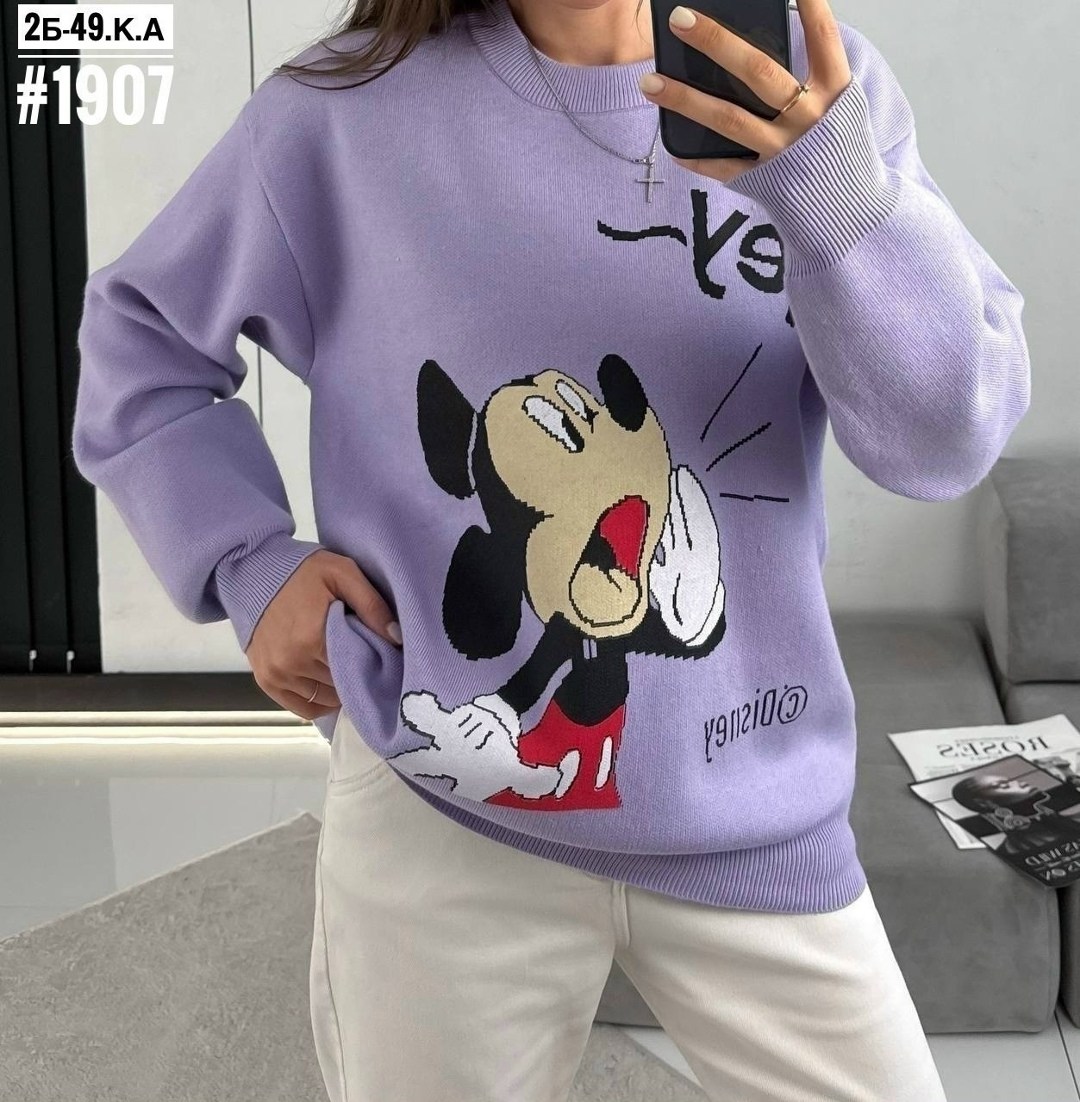 свитшот женская,свитер с микки маусом,кофта женский,толстовка кофта,свитшот с микки маусом