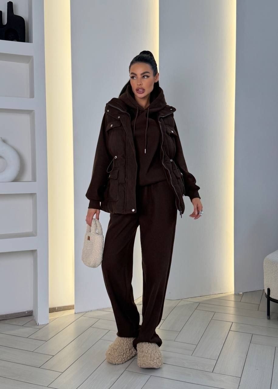 костюм тройка женский,костюм женский на флисе,стильные костюмы,cпортивный костюм женский теплый,костюм тройка с курткой