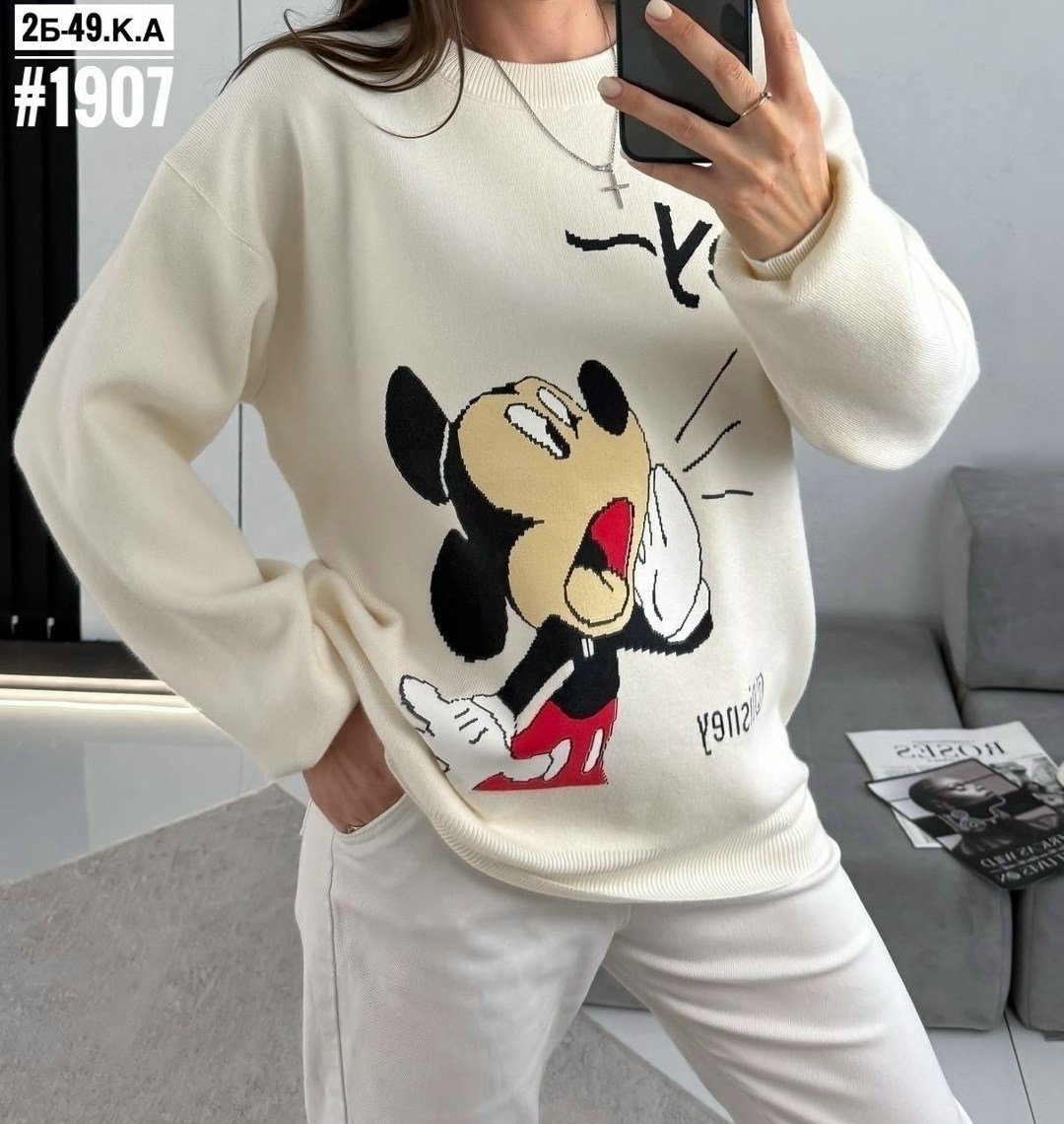 свитшот женская,свитер с микки маусом,кофта женский,толстовка кофта,свитшот с микки маусом