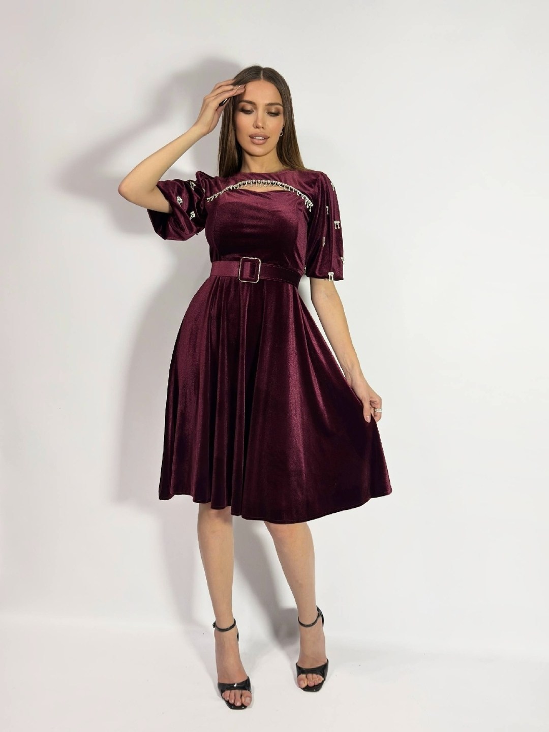 бархатное платье,платье велюр,нарядное платье,черное велюровое платье,черное бархатное платье