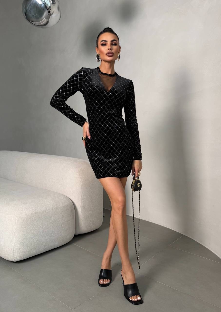 платье со стразами,платье женская,бархатное платье,платье мини из бархата,приталенное платье