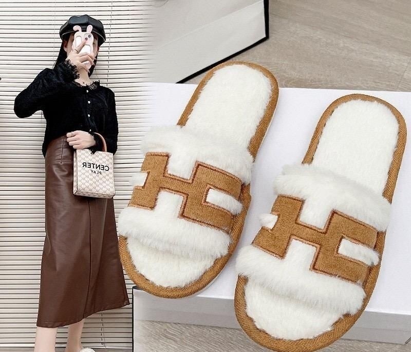 меховые шлепанцы эрмес,,замшевые шлепанцы hermes,тапочки женские,тапочки hermes