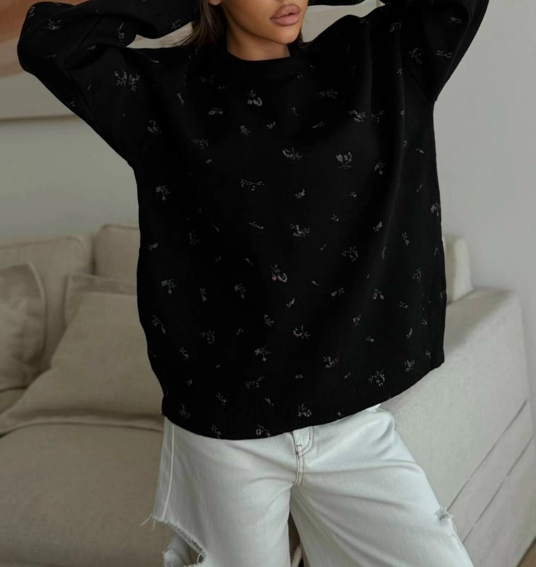 свитер с вышивкой,свитеры модные,женская кофта,повседневный джемпер,модная кофта