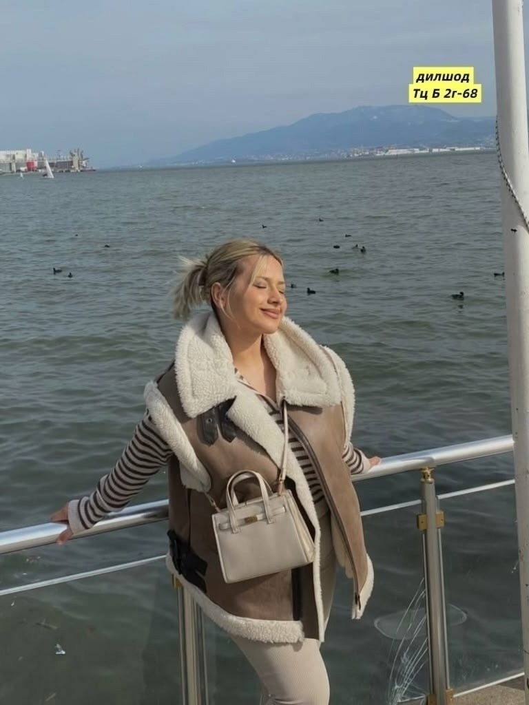 жилетка дубленка,меховая жилет,повседневная куртка,комбинированные жилетки,жилетка женская