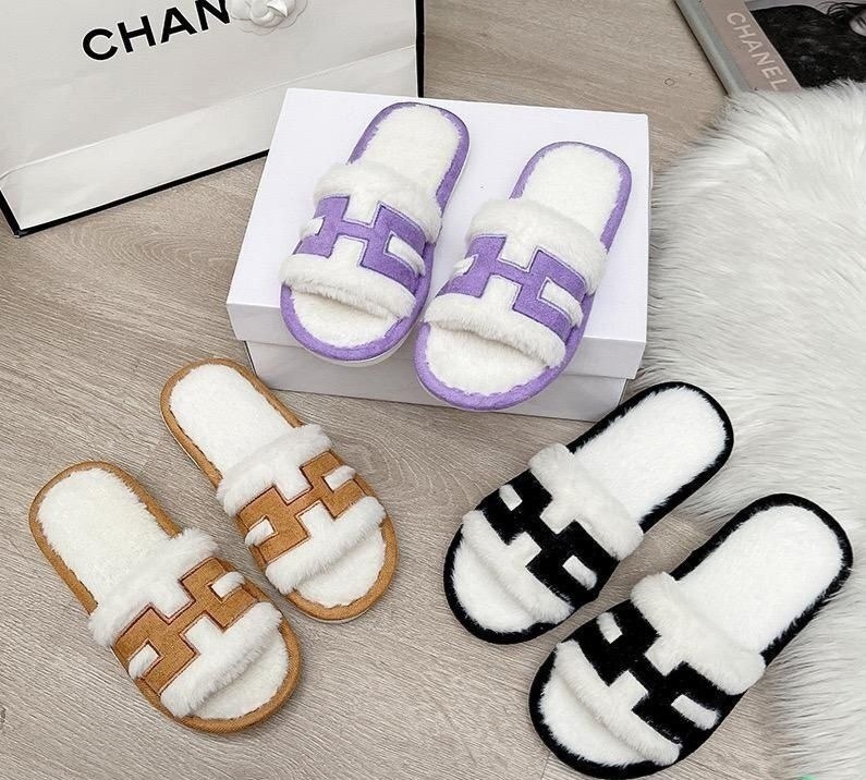 замшевые шлепанцы hermes,,меховые шлепанцы эрмес,тапочки гермес,тапочки hermes