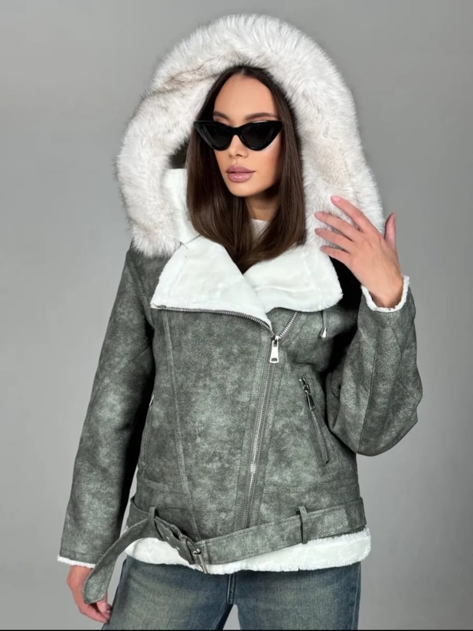 дубленка женская,стильная дубленка,дубленка серая,дубленка косуха,дубленка удлиненная