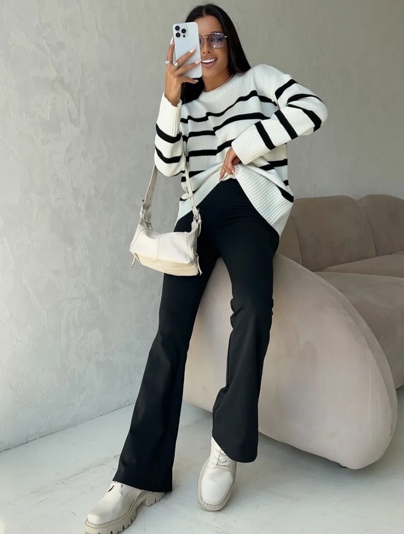 джемпер в полоску,брюки женские клеш,полосатый свитер,джемпер женский в полоску,свитер женский в полоску