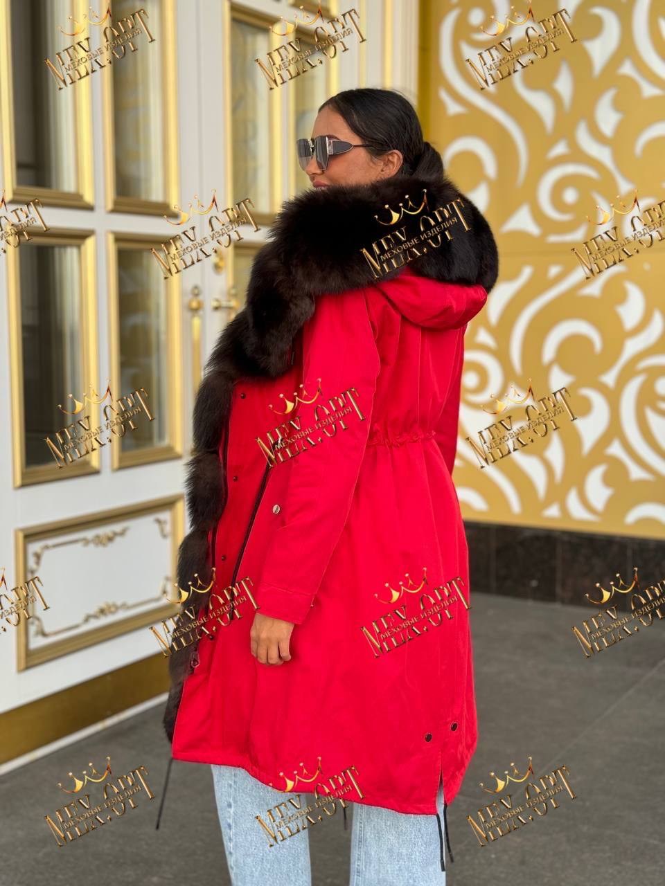 парка с мехом,красная парка с мехом,парка женская с мехом,парка с натуральным мехом,парка женская с натуральным мехом
