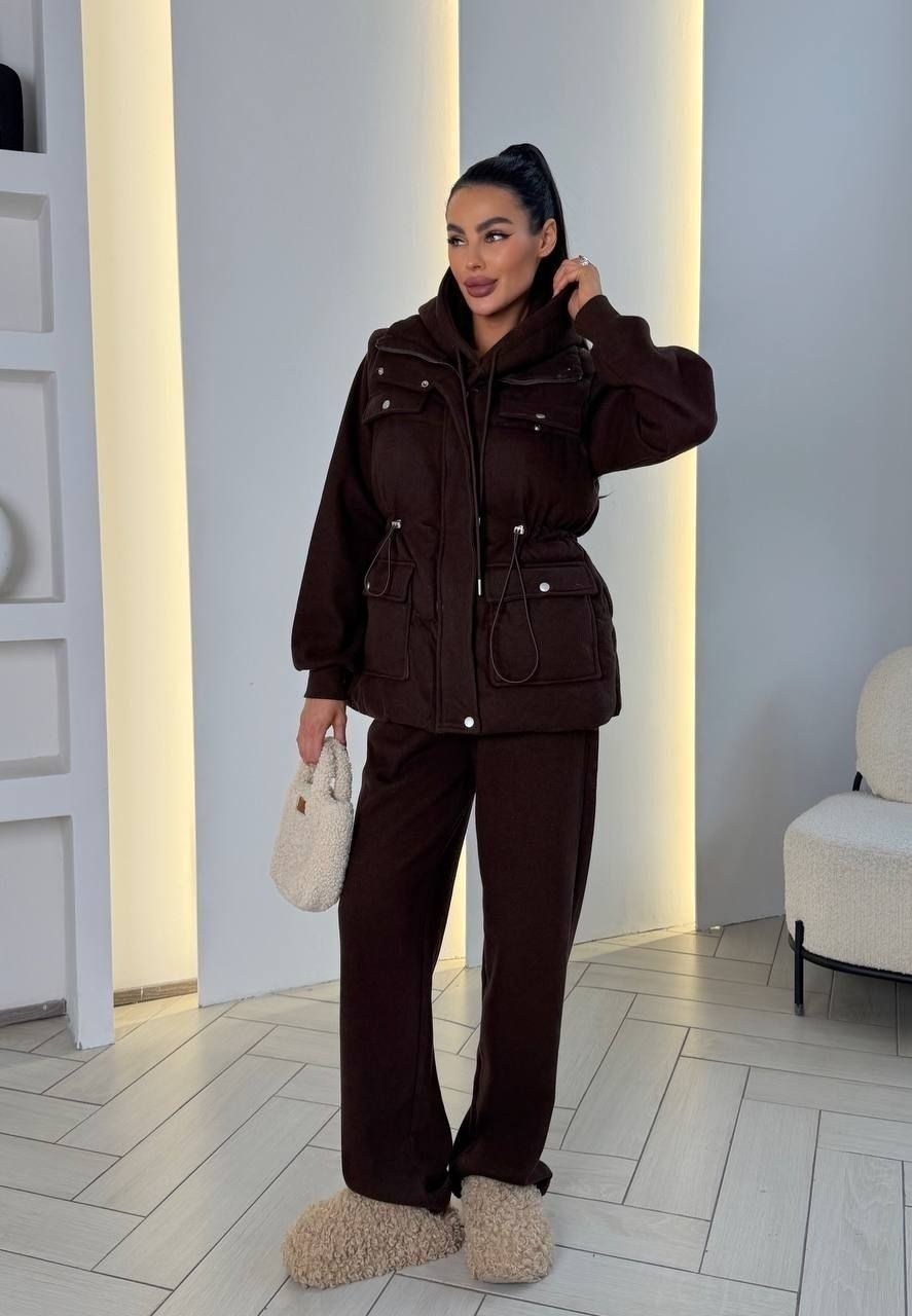 костюм тройка женский,костюм женский на флисе,стильные костюмы,cпортивный костюм женский теплый,костюм тройка с курткой