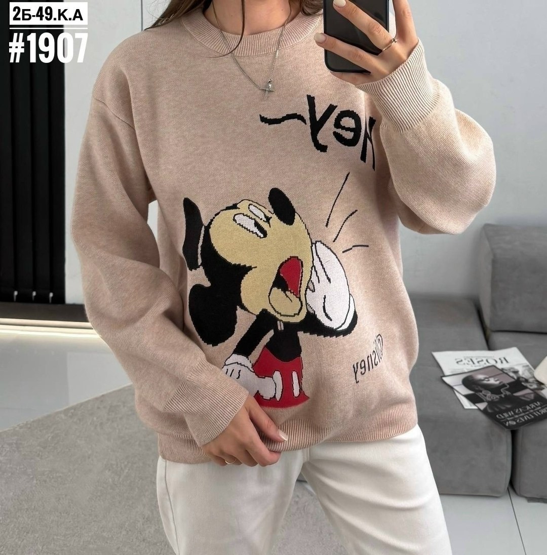 свитшот женская,свитер с микки маусом,кофта женский,толстовка кофта,свитшот с микки маусом