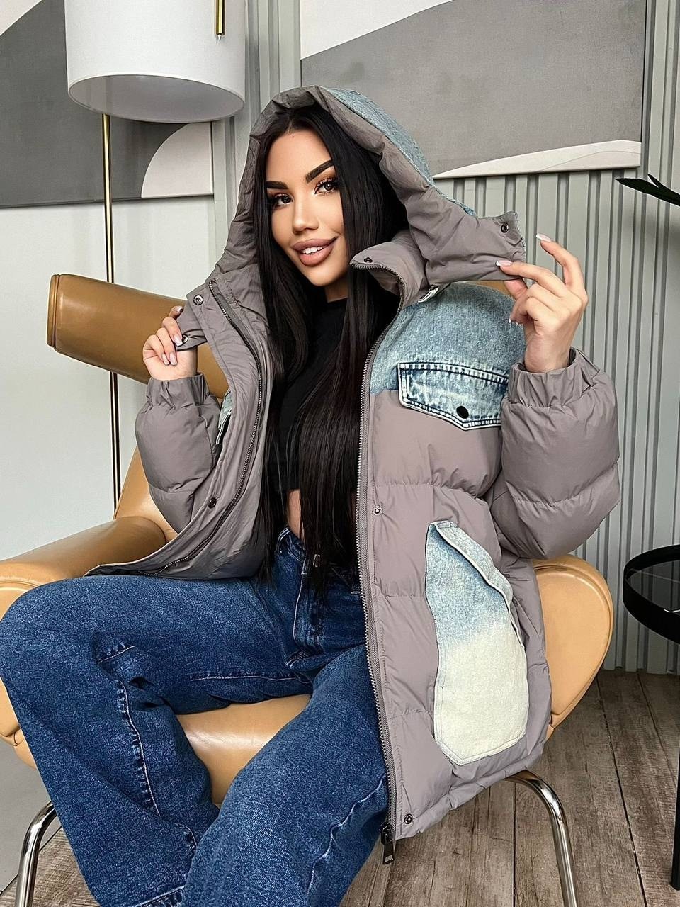 стильная куртка,куртка модная,женская куртка,комбинированная куртка,куртка