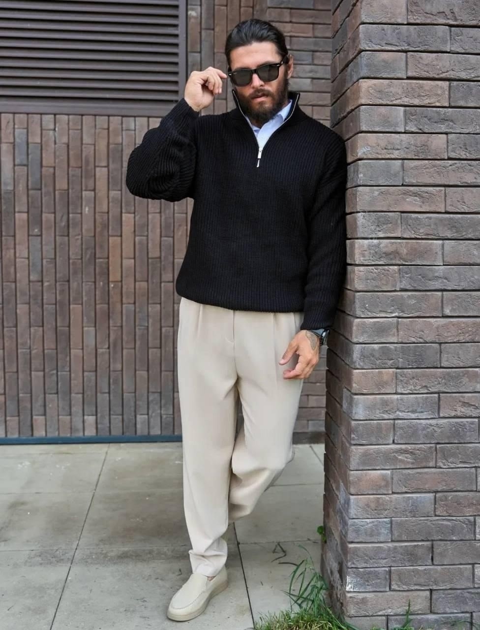 свитер джемпер,свитеры мужские,коричневая кофта,кофта с горлом на молнии,свитер с воротником