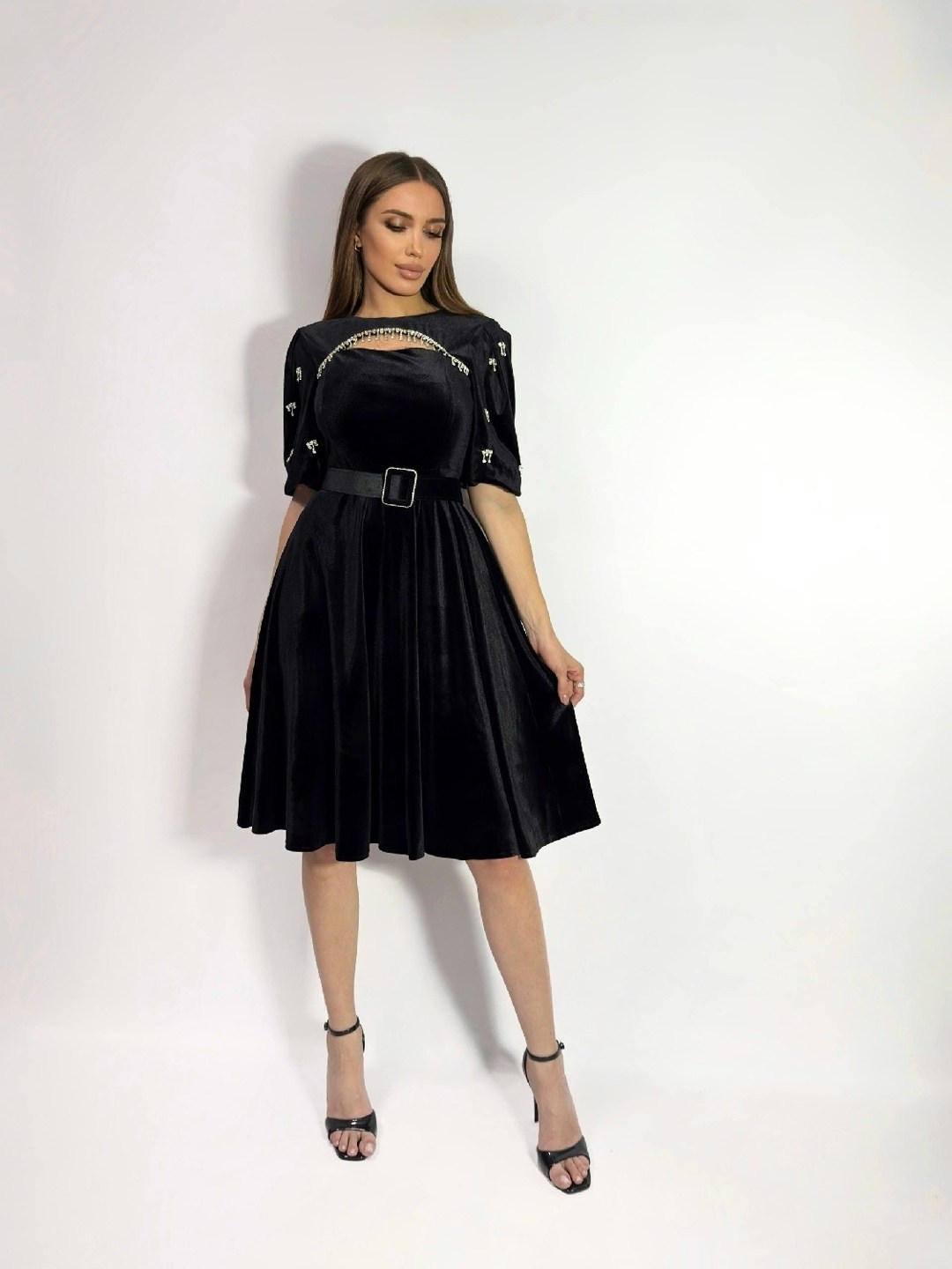 бархатное платье,платье велюр,нарядное платье,черное велюровое платье,черное бархатное платье