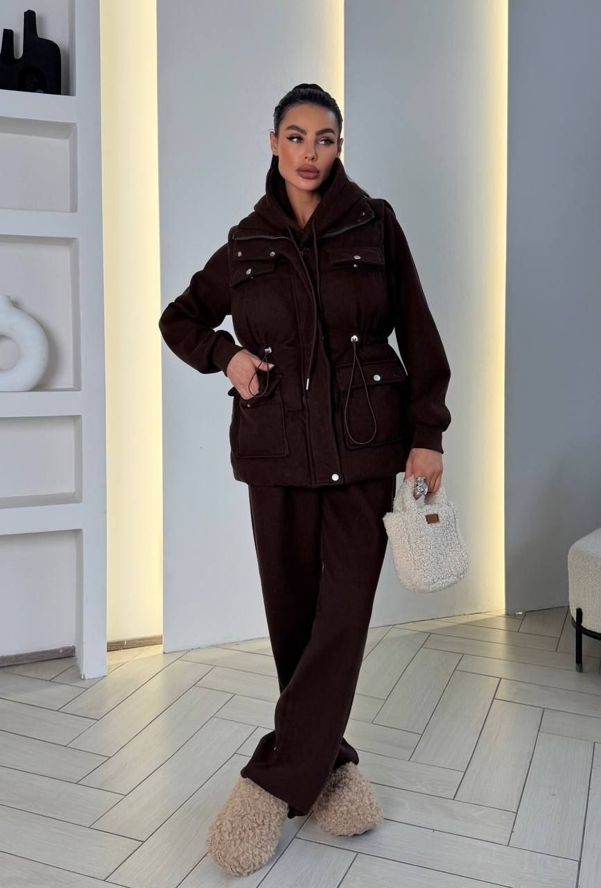 костюм тройка женский,костюм женский на флисе,стильные костюмы,cпортивный костюм женский теплый,костюм тройка с курткой