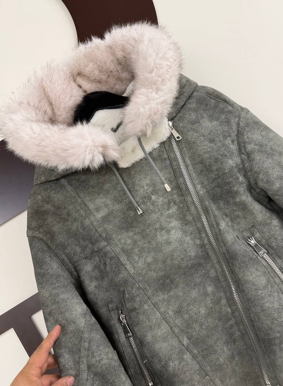 дубленка женская,стильная дубленка,дубленка серая,дубленка косуха,дубленка удлиненная