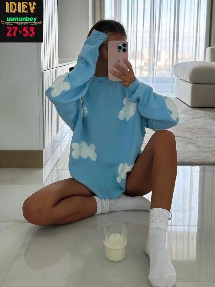 свитер облачко,свитер с облаками женский,джемпер с облаками,свитер с облаками,свитера женские