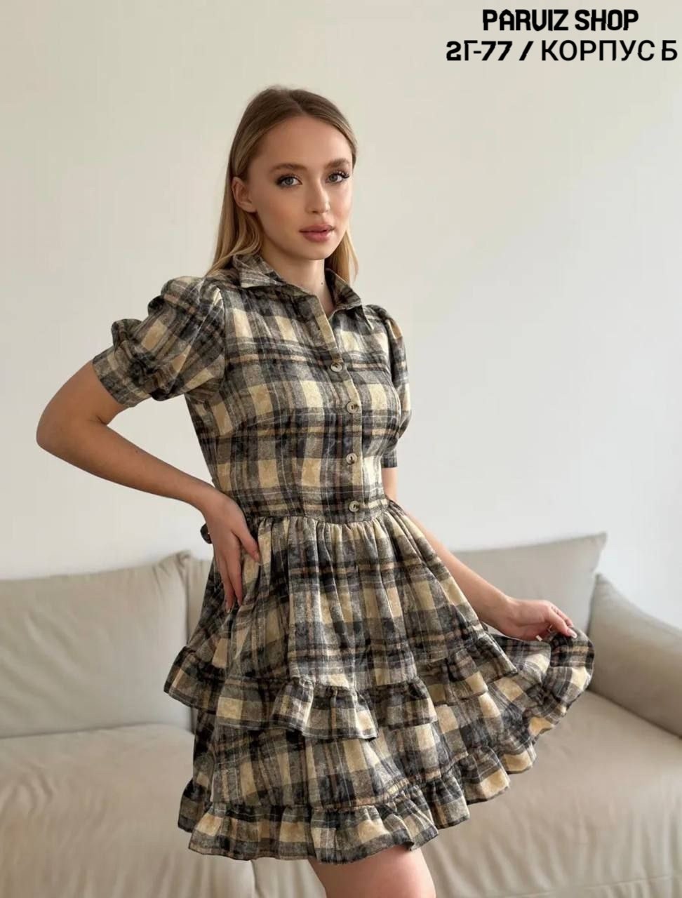 платье в клетку,женское платье с воротником,платье женская,женское платье в клетку,платье в клетку летнее