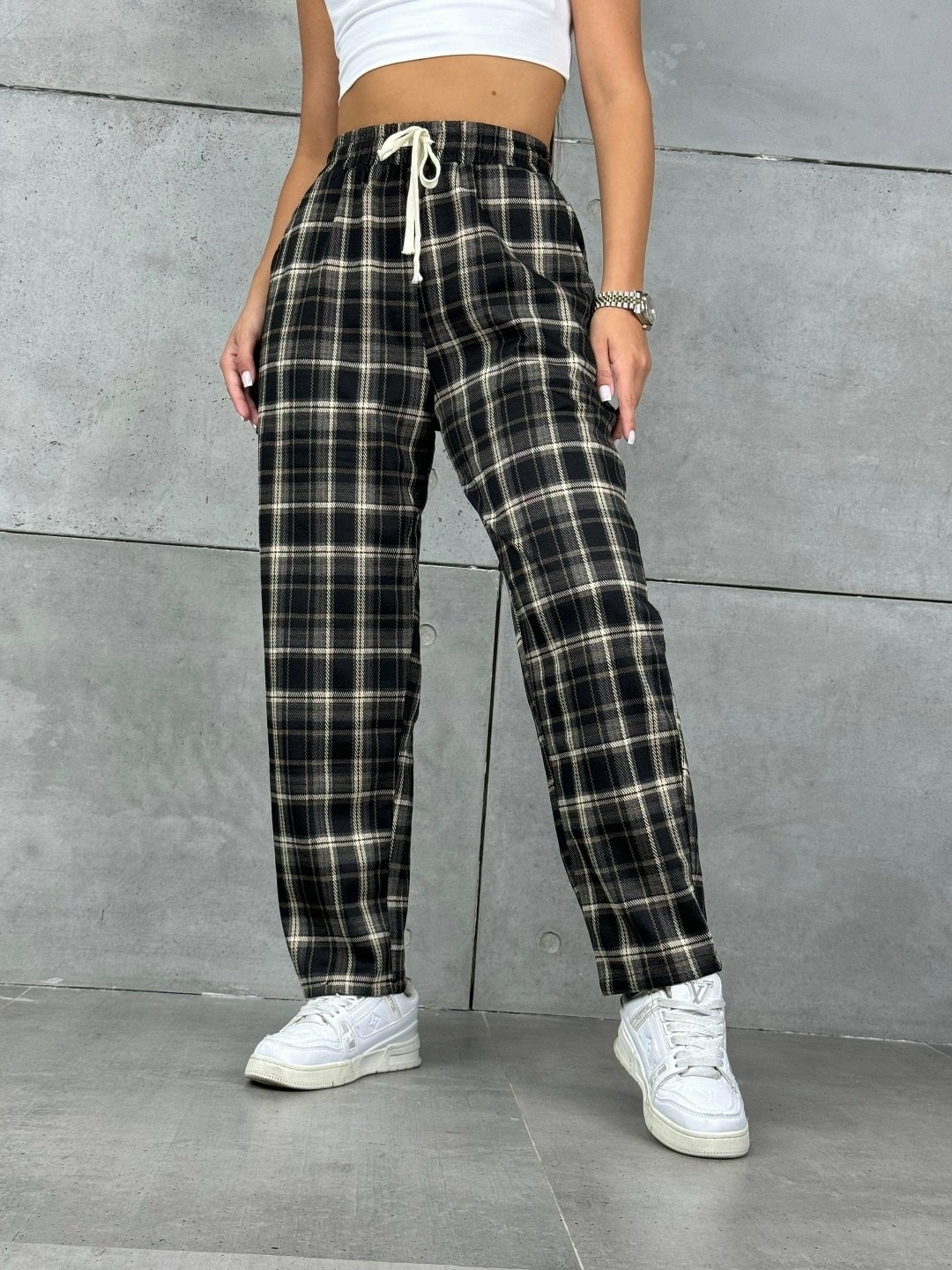клетчатые штаны женские широкие,штаны в клетку,брюки в клетку,брюки женские в клетку,штаны клетчатые