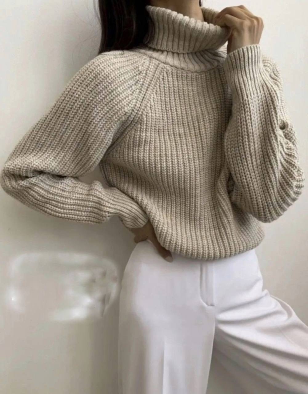 свитер женский с горлом,вязаный свитер оверсайз с горлом,свитера женские,свитер,свитер вязаный теплый