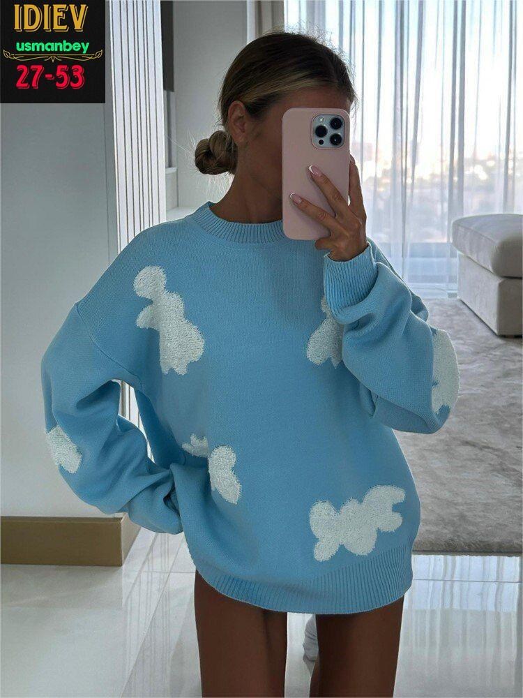 свитер облачко,свитер с облаками женский,джемпер с облаками,свитер с облаками,свитера женские