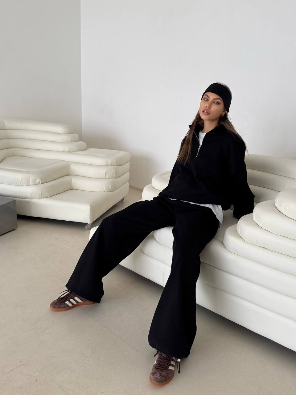 костюм женский на флисе,костюм с брюками,костюм на флисе,костюм женский из футера,брюки широкие