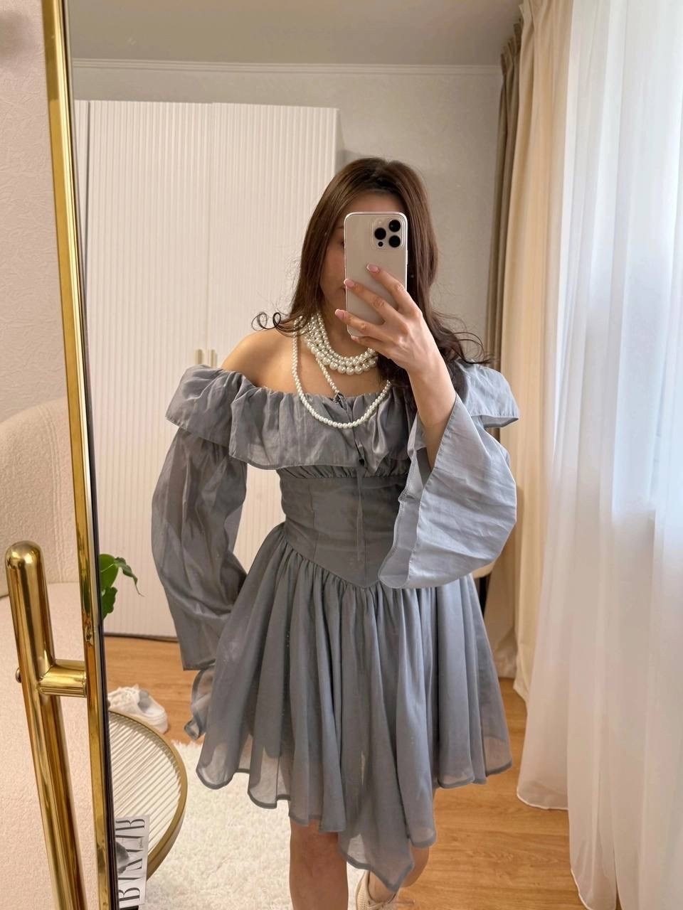 платье в корейском стиле,платье с бантом,платье стильное,милые платья,платье с объемными рукавами