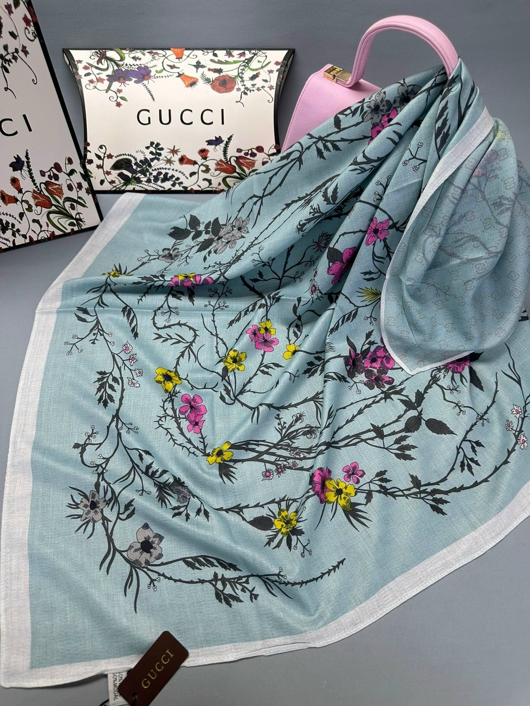 платок gucci,женский платок,брендовый платок,двусторонние платки,шарфы и платки