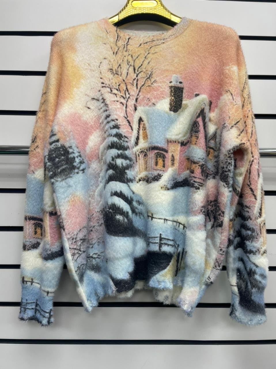 свитер с принтом,свитер с лисой,джемпер с лисой,женский свитер,модный джемпер