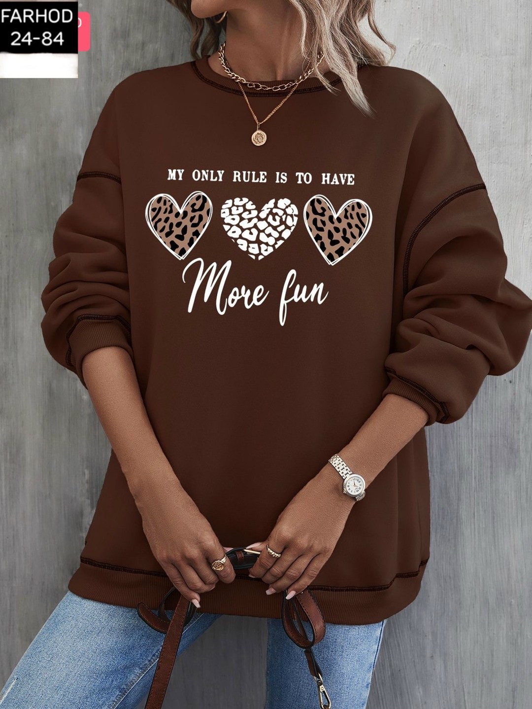 женский свитшот,свитшот с принтом сердечком,женский свободный свитшот,модная толстовка,повседневный свитшот